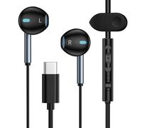 Casque filaire USB de type C pour iPhone 16E/16/16 Pro Max/16 Plus/15/iPad Pro Air 5/4, Samsung S25 Ultra Écouteurs avec microphone et contrôle du volume HiFi stéréo de type C pour Galaxy
