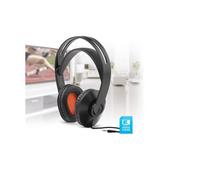 WE Casque audio filaire – Micro intégré pour appels – Stéréo réglable – Noir