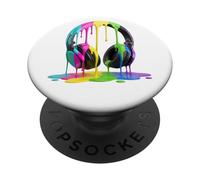 Casque Fluide Coloré Peinture Abstrait Musique Art PopSockets PopGrip Adhésif