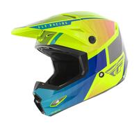 Casque Fly Racing Kinetic MX Drift bleu brillant jaune gris
