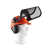 Casque forestier SINGER orange / casque coquille anti bruit / porte visière / visière grillagée - HGCF01 Orange G