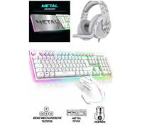 CASQUE GAMER BLANC Switch PC PS4 PS5 + CLAVIER semi mécanique sans fil Blanc RGB PRO + Souris sans fil RGB