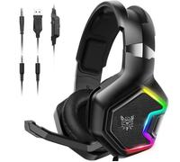 Casque gamer, Casque Gaming lumineux avec micro Isolation de bruit ONIKUMA K18 Son Surround casque de jeu pour PC MAC PS4 Xbox