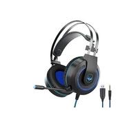 Casque gamer GT65 bleu avec micro et retro éclairage LED pour PC & consoles - Haut-parleur 40mm - Contrôle du volume