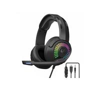 Casque gamer OVLENG GT67 noir avec micro et retro éclairage LED pour PC & consoles - Haut-parleur 40mm - Contrôle du volume G