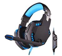 Casque Gamer Ordinateur Basse Stéréo Microphone Vibrations Voyant LED Câblé Bleu YONIS