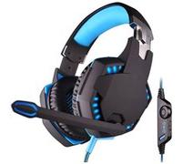 Casque Gamer Ordinateur Basse Stéréo Microphone Vibrations Voyant LED Câblé Bleu YONIS