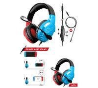 Casque Gamer PC SWITCH BLEU ET ROUGE Spirit of Gamer - Haut-parleurs puissants, Microphone rétractable, Confortable