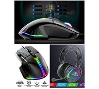Casque Gamer PRO-H6 LEDS RGB PC/MAC SWITCH PS5 - XBOX SERIES XS + Souris PRO GAMING PRO-M5 Noire 8 BOUTONS LED RGB 13 EFFETS 12800D