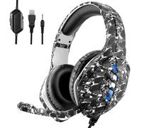 Casque gamer PS4 / Xbox / PC camouflage gris LED