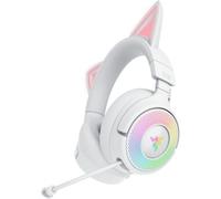 Razer Kraken Kitty V3 Pro - Casque Gaming sans Fil RGB Kitty - Oreilles de Chat réactives pour Le Streaming - Membrane Triforce 40 mm, Hyperspeed Wireless et Bluetooth, THX Spatial Audio | Blanc