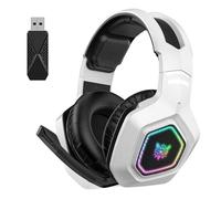Casque Gamer Sans Fil - B100 - Bluetooth 2,4 G Filaire 3 Modes Léger Casque pour Jeu - Blanc