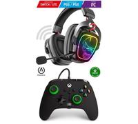 Casque Gamer Sans fil Bluetooth RGB XPERT H1500 7.1 compatible PC SWITCH-PS5 - PS4 + Manette XBOX ONE-S-X-PC Noire