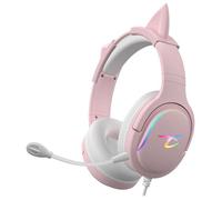 Subsonic - Casque Gaming Spectra. Casque pour PS5, PS4, PC, Xbox - Hauts parleurs de 50 mm, Micro Inclinable, LED RGB Dynamique Télécommande avec Réglage du Volume et Bouton Mute intégrés - Rose