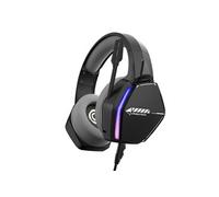 Oniverse Casque gaming Nebula – Filaire stéréo, micro réglable, LED, 50mm, coussinets tissu – Noir