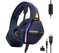 Oniverse Casque gaming Nebula – Micro réglable, LED, 50 mm, coussinets tissu – Abyss Blue