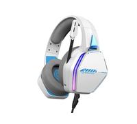 Casque Gaming Filaire Nebula LED pour PS5 PS4 Switch Xbox PC Mac - Blanc et Bleu