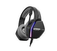Oniverse Casque gaming Nebula – Filaire stéréo, micro réglable, LED, 50mm, coussinets tissu – Noir