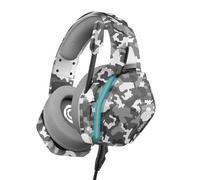 Oniverse Casque Gaming PS5 PS4 SWITCH 2 XBOX PC MAC avec Micro réglable, LED, Haut-parleurs 50mm, Coussinets tissu respirant - Casque gamer stéréo filaire Nebula (Urban Camo/Gris)