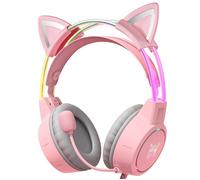Casque Gaming Fille Rose,Casque Filaire avec Éclairage LED,Casque gamer Xbox/PS5/PS4/PC/MAC-Cadeau Idéal Fille