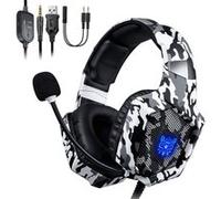 Casque Gaming ONIKUMA K8 Filaire Over-ear, lumière LED, réduction de bruit,micro rétractable - Noir Noir G