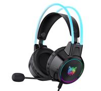 Casque gaming ONIKUMA X15Pro avec micro, prise jack 3,5 mm, léger, cadre en aluminium RGB, son surround, compatible PS4, PS5 et Xbox One (adaptateur