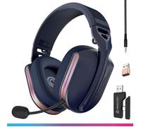 Oniverse Casque Gaming sans Fil Polaris Compatible PS5 PS4 Switch PC Mobile, Casque Gamer léger LED Faible Latence 2.4GHz ou Bluetooth, Batterie 33h, Son virtuel 7.1, Double Micro - Bleu