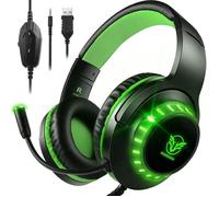 Casque Gaming Pour Ps4/Ps5/Xbox One/Pc/Nintendo Switch, Avec Led Lampe Et Stéréo Basse Micro Anti-Bruit - Vert
