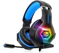 Casque Gaming pour PS5 PC PS4,Casque Gamer pour Micro RGB 7 Couleurs Transducteurs 50mm Stéréo Basse Micro Anti-Bruit Réglable