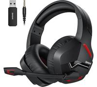 Casque Gaming sans Fil avec Micro Anti-Bruit pour PS4 PS5 PC Playstation 4 5, 2,4G + Bluetooth, Rouge