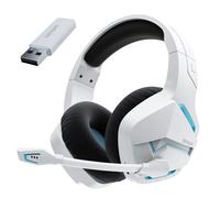 Casque Gaming sans Fil avec Micro Anti-Bruit pour PS4 PS5 PC Playstation 4 5, 2,4G + Bluetooth, White