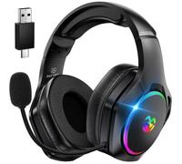 Casque Gaming Sans Fil, Casque Avec Micro Bruit Environnemental, 7.1 Son Surround, Batterie De 35H, Transducteurs 50Mm, Oreillette