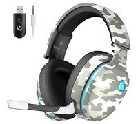 Casque Gaming sans Fil, Casque Gamer 2,4 GHz pour PC/PS4/PS5/Nintendo Switch, Casque Gaming PS5 avec Transducteurs 50mm, Microphone Anti-Bruit, Casque PS5 avec Son Surround (Camouflage)