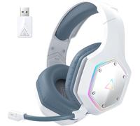 Casque Gaming Sans Fil Pour Ps5 Pc Ps4, Son Surround 7.1, Wireless 2.4Ghz Usb, Micro Antibruit Enc, Lumières Rgb, 36 Hrs D'Autonomie, Jack 3,5Mm, White