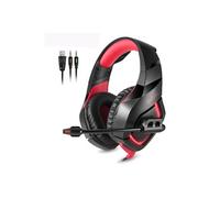 Casque Gaming Stéréo pour PS4 Xbox One,ONIKUMA K1-B Casque Anti Bruit Audio Basse de 3,5 mm Filaire avec Micro et Contrôle Rouge