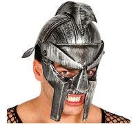 Casque Gladiateur - GUIRCA - Romain - Argenté - Crête Détachable