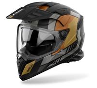 Airoh Casque d'aventure Bandit Horn – Taille XXL – Mat Noir/Gris/Marron/Or