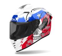 Casque Intégral AIROH Connor Nation Blanc Rouge Bleu Brillant