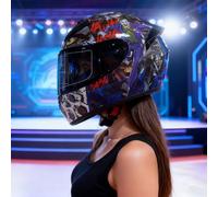 Casque IntéGral de Moto Homologué Dot, Casque de Course Et de Moto de Route pour Adultes avec Masque Et Gants Inclus(YY,M(54-56cm))