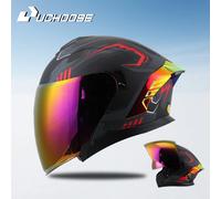 Casque intégral modulaire rabattable à double visière pour moto, Anti-buée, pour course de vélo de rue, pour femmes et hommes, rétro 715, 3/4 YHJHH-5