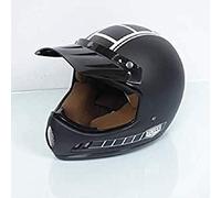 Casque Intégral Moto Cross Vintage, Taille XS, Noir Mat