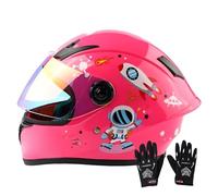 Casque Intégral Pour Enfants, Casque De Vélo Et De Trottinette Certifié ECE, Avec Visière Et Gants, Convenant Aux Garçons Et Aux Filles De 3 À 12 Ans. 6,XL/(53~54cm)