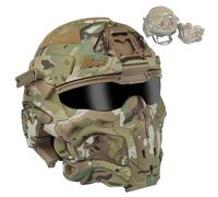 Casque Intégral Tactique Fast Head, Équipement Airsoft, Intégré Ventilateur Anti-buée et Nouveau Support NVG pour Activités de Plein Air Cosplay(CP)