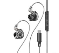 Casque Intra-Auriculaire Type-C Haute Fidélité - Son Studio et Réduction Bruit - Compatible Air, pour galaxy Z Fold, Tablettes - Fil Détachable Anti-Nœuds 1,2m Argent(Black)