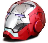 Casque Iron-Man, masque Iron-Man 2024 avec voix Jarvis, télécommande et ouverture/fermeture contrôlées au toucher, (rouge argenté)