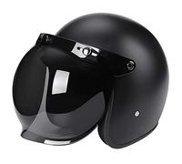 Casque Jet à Face Ouverte, Casque Chopper Vintage Casque Ouvert Casque Moto Retro Cruiser Biker, Certifié ECE, avec Miroir Bulle (55-62cm)
