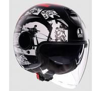 Casque Jet AGV Eteres E2206 Histoire Mat Noir Blanc Rouge Mat Taille S
