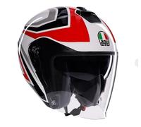 Casque Jet AGV Irides Toulon Blanc Gris Rouge Double Visière Parasol Taille L