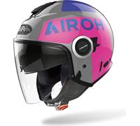 Casque jet Airoh Helios Up couleur : gris/rose, taille : XXL (61)