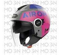 Casque Jet Airoh Helios Up Rose Brillant Double Visière ECE 22.05 Taille XL